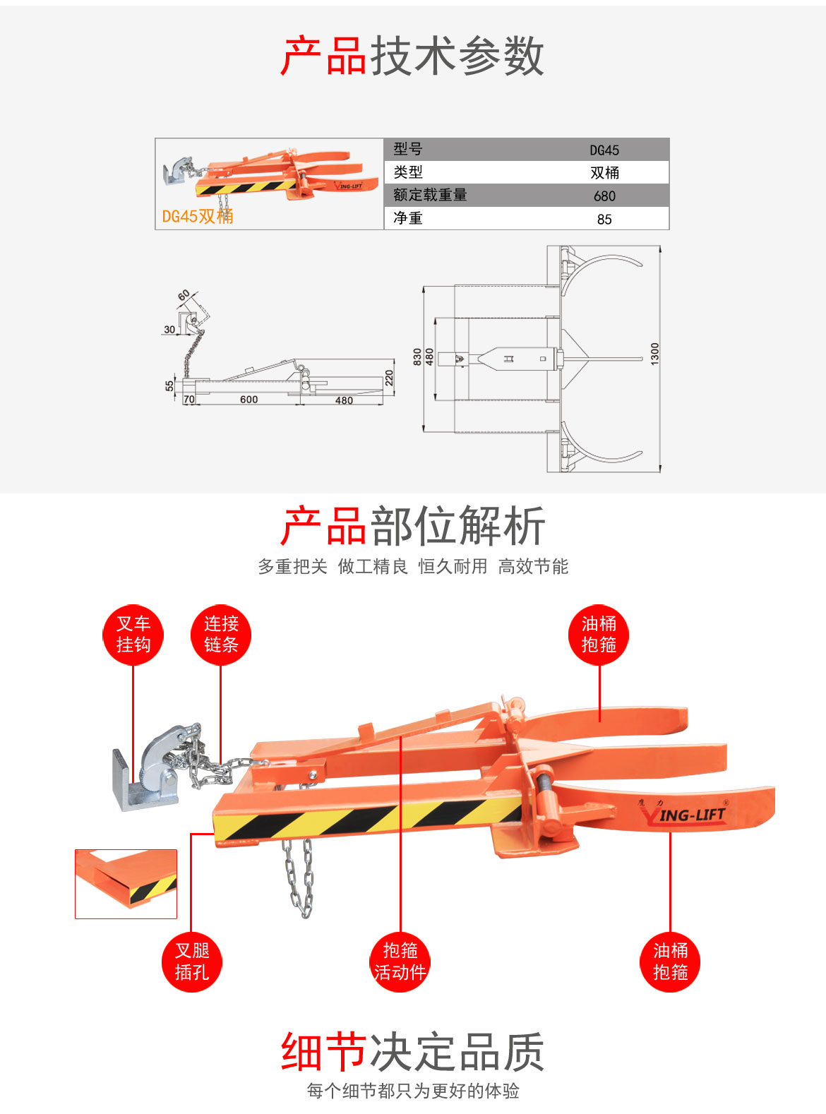 雙桶抱箍式油桶夾